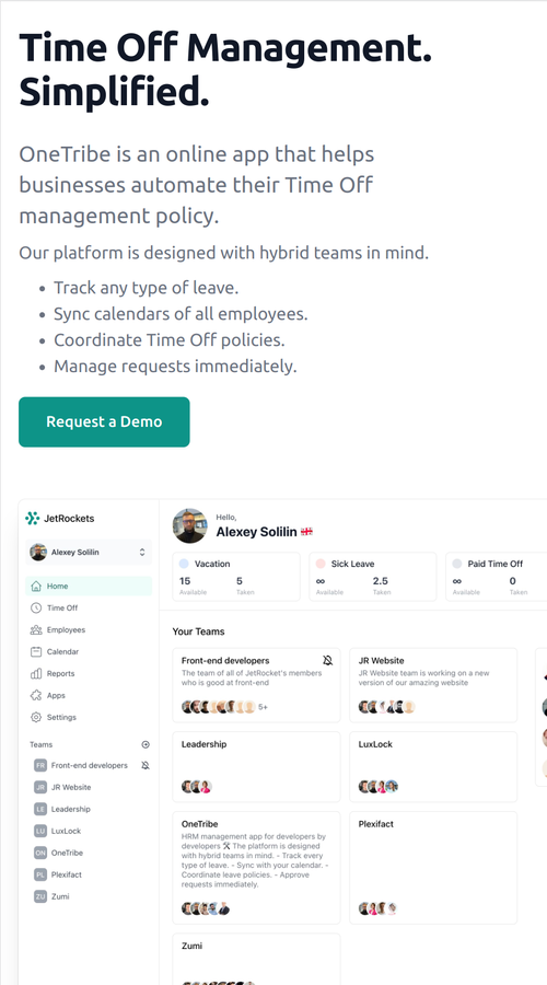 OneTribe - Time-Off Management System screenshot 1