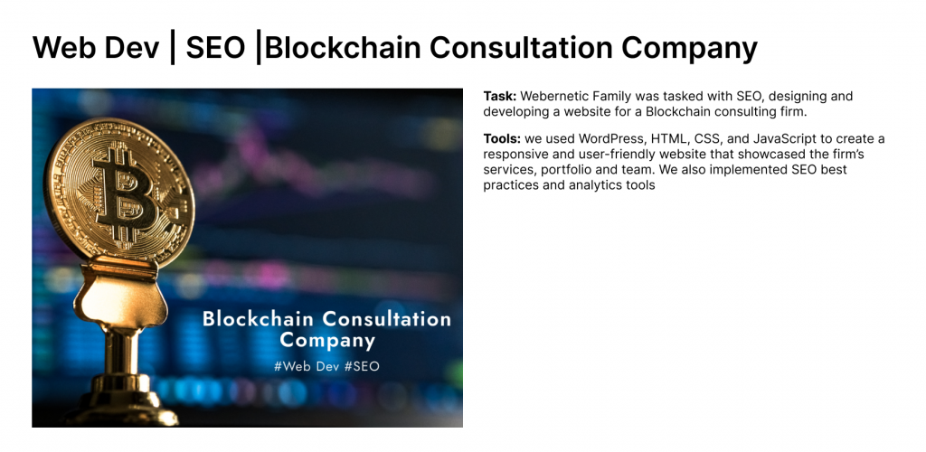 Web Dev | SEO | Blockchain Consultation Company screenshot 1