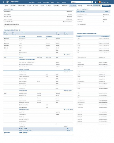 Team Player RE Escrow Web Application screenshot 1