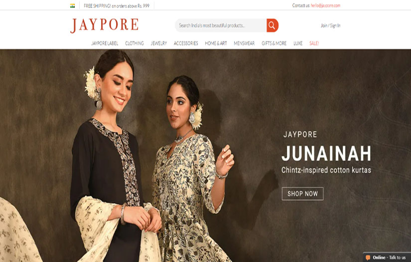 Jaypore E-Commerce Website screenshot 1