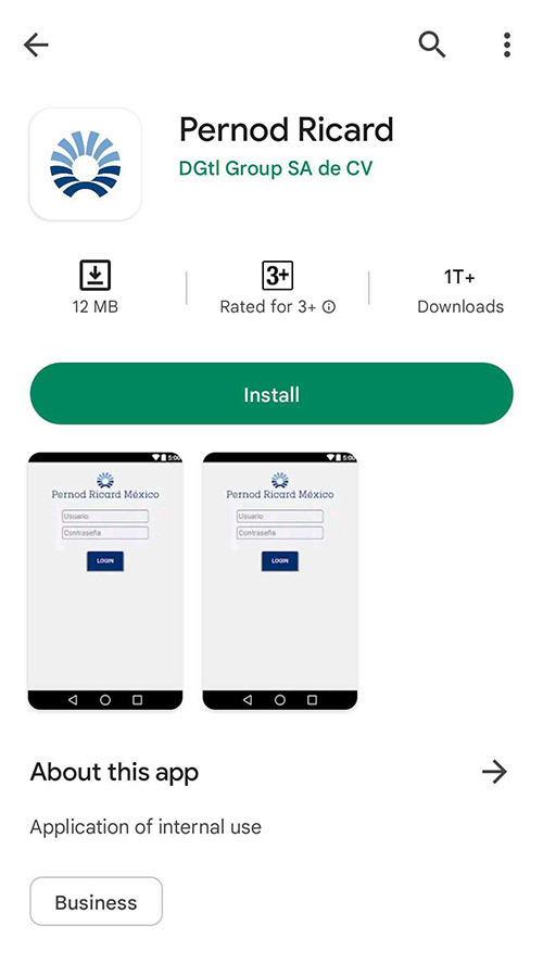 Pernord Recard App screenshot 1