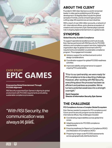 PCI DSS Compliance & Global Security Program for Epic Games screenshot 1
