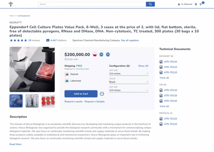 Redesign and development for a vast laboratory equipment marketplace screenshot 2