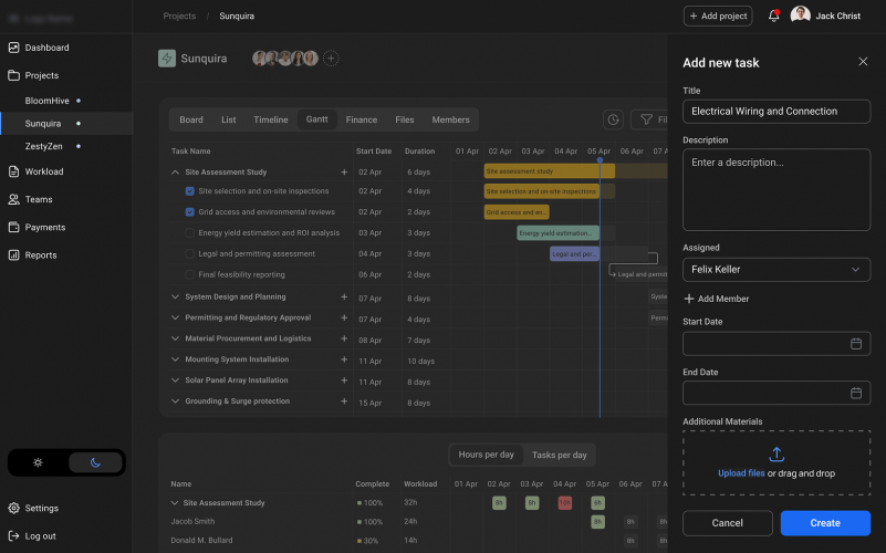 Custom Project Management Gantt Chart Software for Renewable Energy Projects screenshot 1