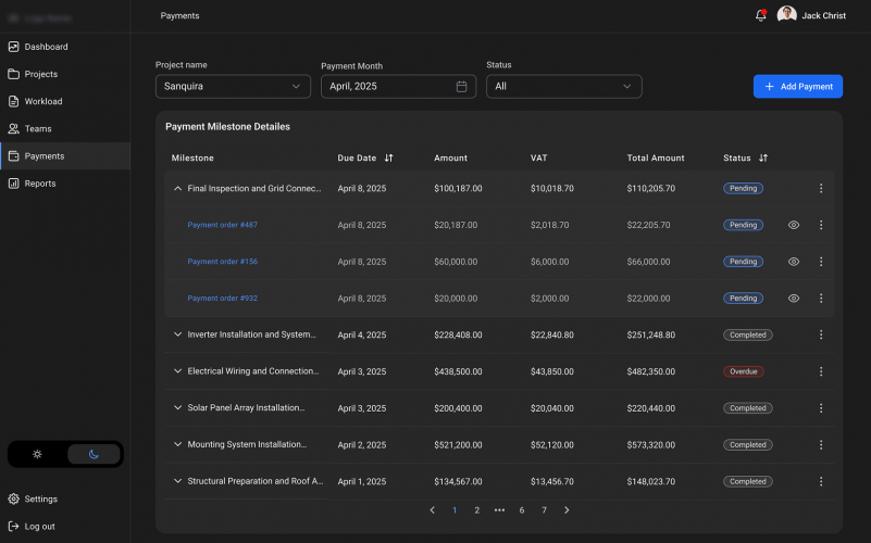 Custom Project Management Gantt Chart Software for Renewable Energy Projects screenshot 3