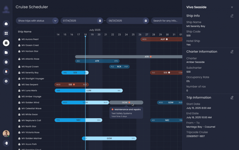 Gantt-Powered Unified Fleet Management System for Cruise Scheduling  screenshot 1