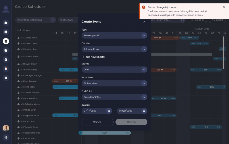 Gantt-Powered Unified Fleet Management System for Cruise Scheduling  screenshot 2
