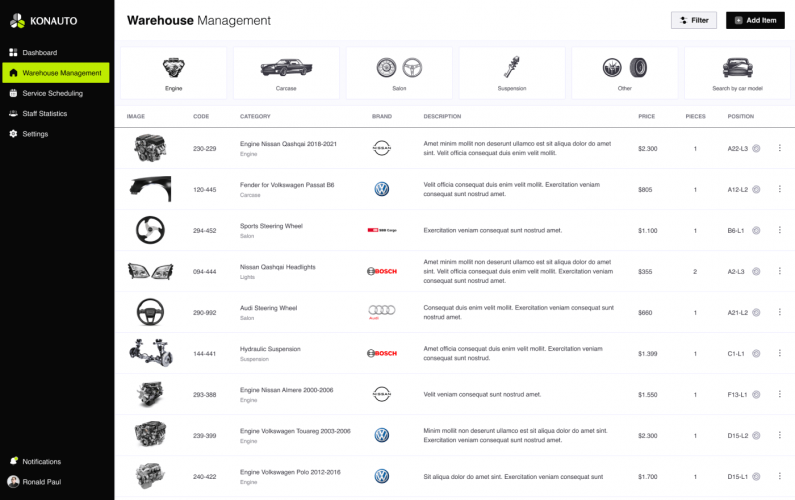 A System for Efficient Car Service Scheduling and Warehouse Management screenshot 1