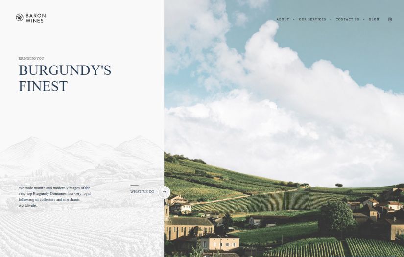 Custom Wine and Spirits Website: BaronWines screenshot 1