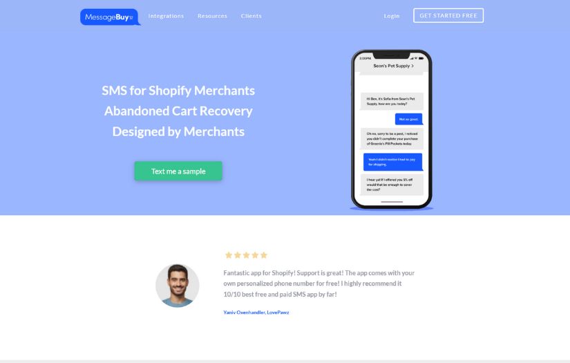 A Shopify Case Study. Abandoned Cart Recovery Solution: MessageBuy screenshot 1