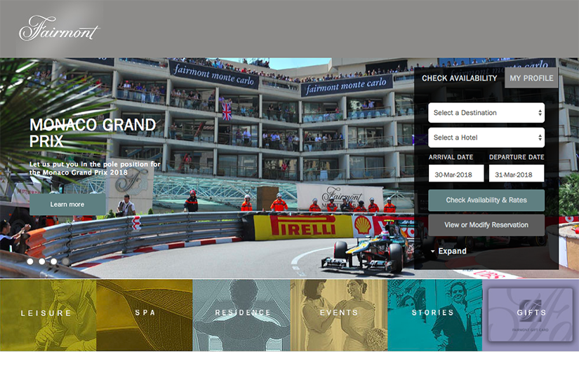 Fairmont Hotels and Resorts screenshot 1