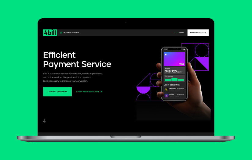 4BILL – design & development of a large corporate website, logo and brand identity redesign screenshot 1