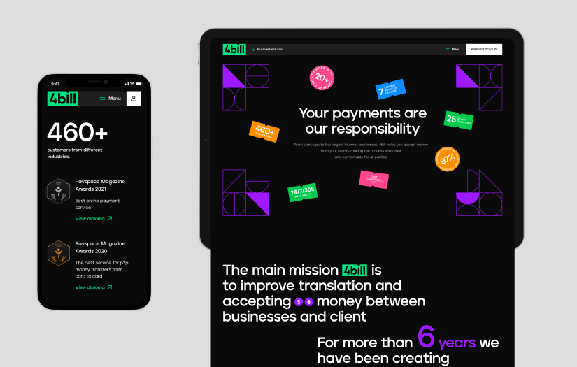 4BILL – design & development of a large corporate website, logo and brand identity redesign screenshot 2