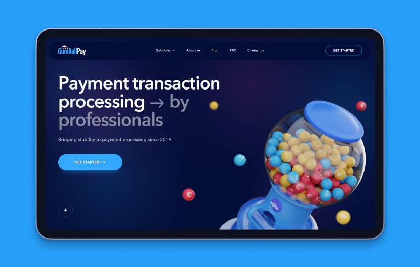 GumBallPay – Redesign and development of fintech corporate website screenshot 1