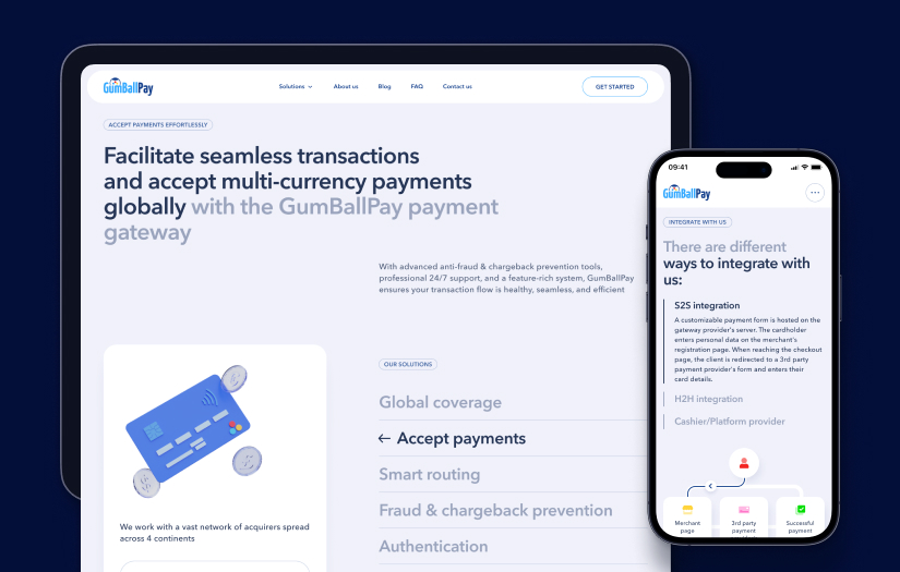GumBallPay – Redesign and development of fintech corporate website screenshot 2