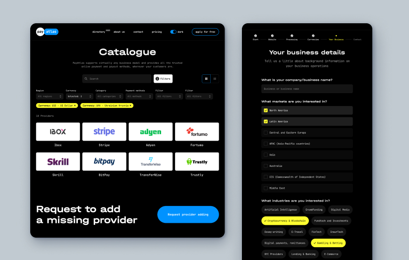 PayAtlas – Platform interface design, website development and logo creation screenshot 5