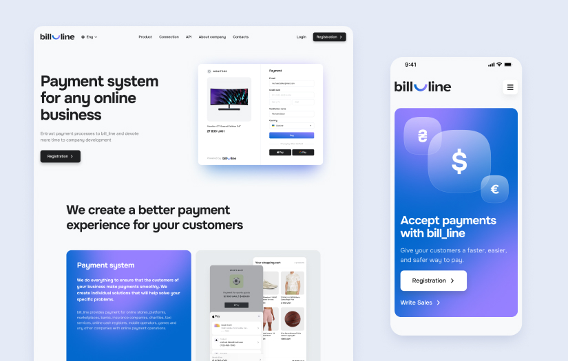 Bill_line – personal account redesign, website development and brand identity design screenshot 1