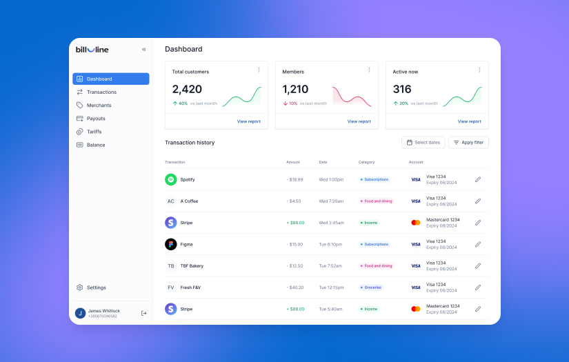 Bill_line – personal account redesign, website development and brand identity design screenshot 5