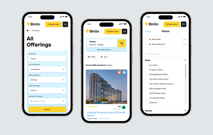 BinGo tours – UX/UI design for online booking service screenshot 2