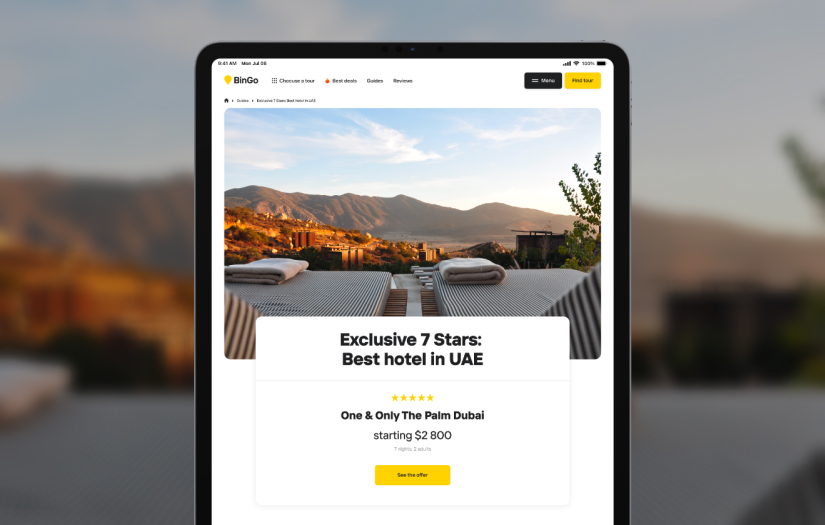 BinGo tours – UX/UI design for online booking service screenshot 3