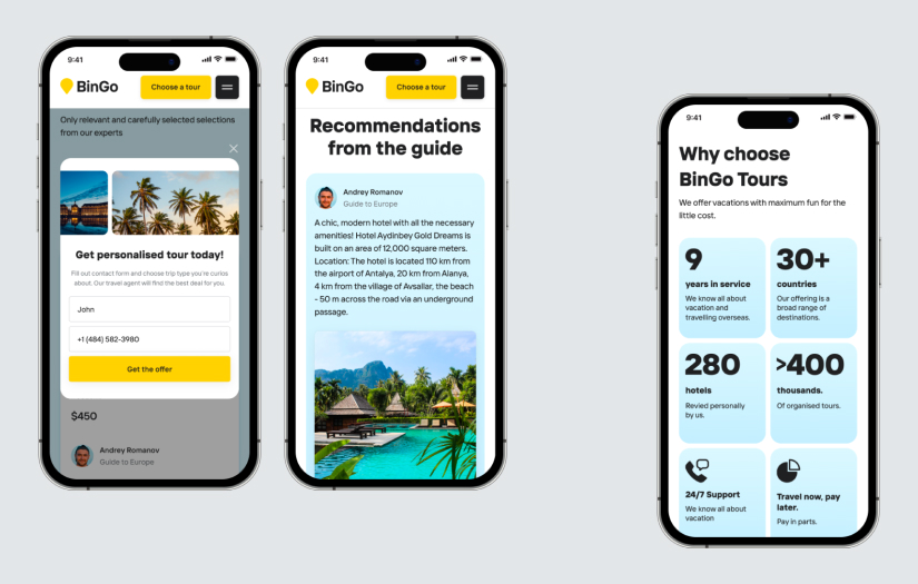 BinGo tours – UX/UI design for online booking service screenshot 5