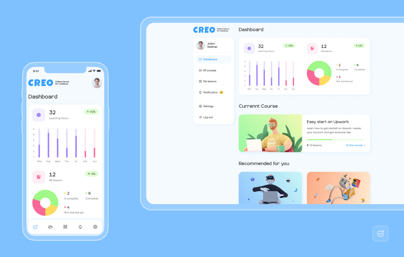 Creo – custom software development for online education platform for designers screenshot 2