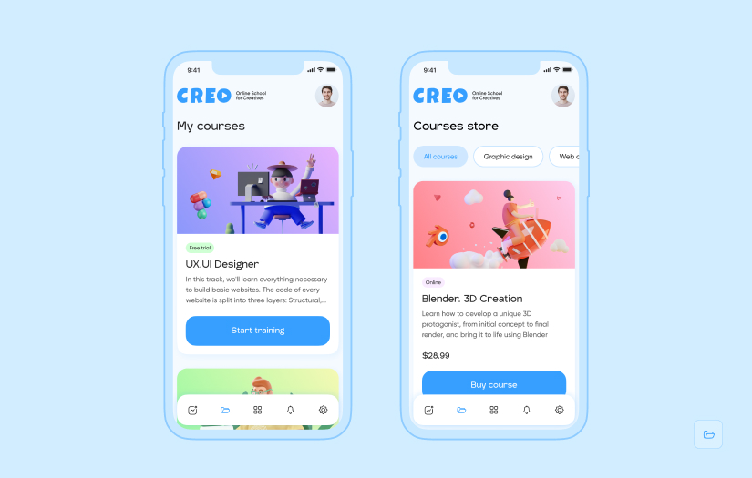Creo – custom software development for online education platform for designers screenshot 1