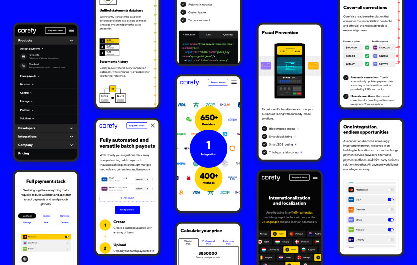 Corefy – redesign, development of corporate website and brand identity screenshot 4