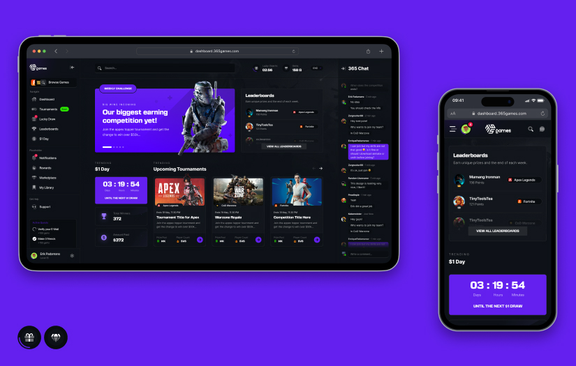 365games – development of an eSports platform and marketing website screenshot 1