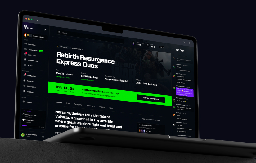 365games – development of an eSports platform and marketing website screenshot 2