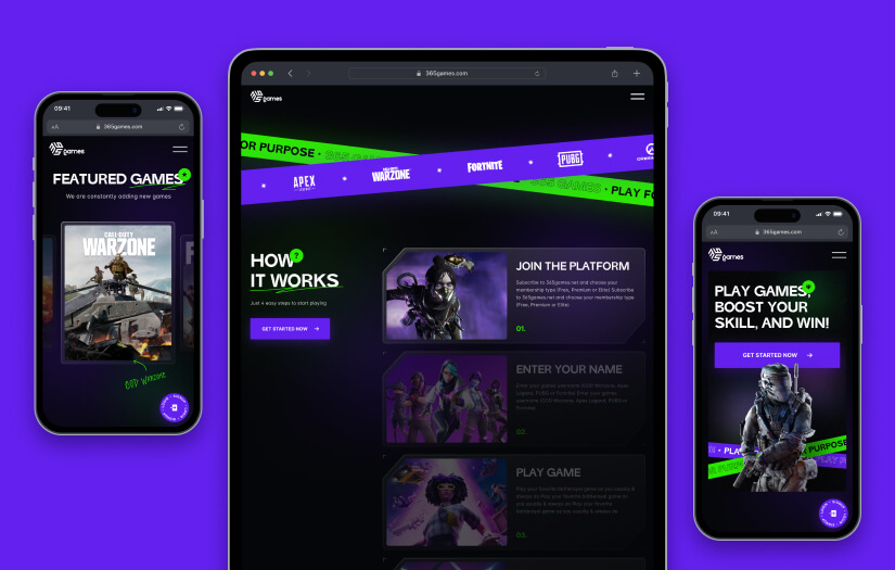 365games – development of an eSports platform and marketing website screenshot 3