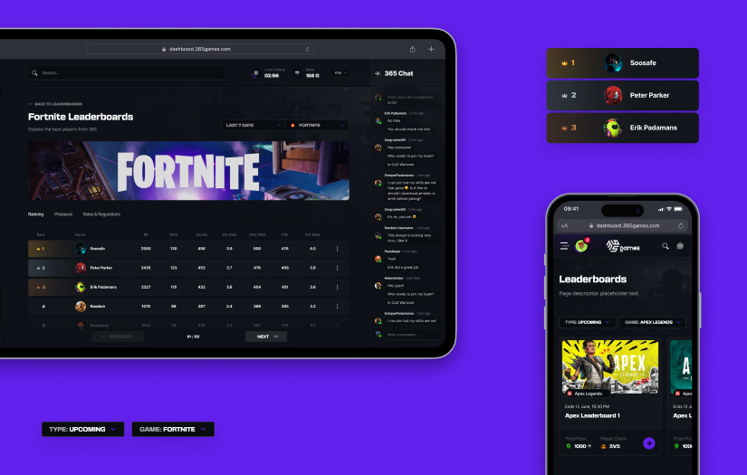 365games – development of an eSports platform and marketing website screenshot 5