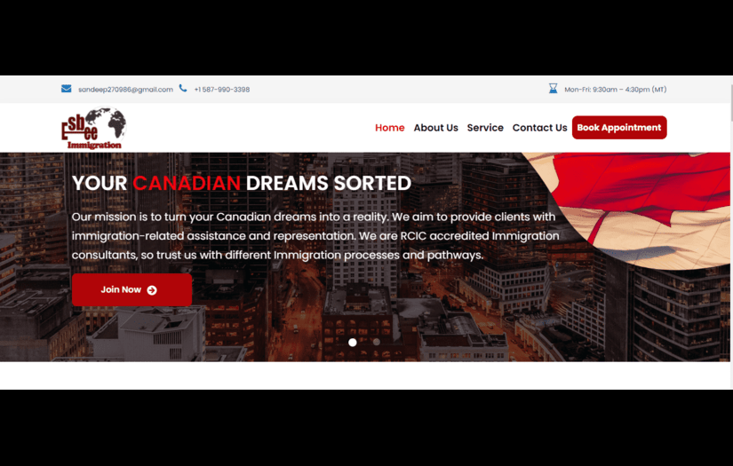 Esbee Immigrations - Website for Immigration Firms screenshot 1