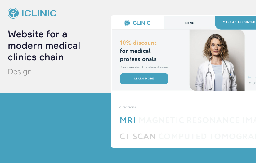 Website for a modern medical clinics chain screenshot 1