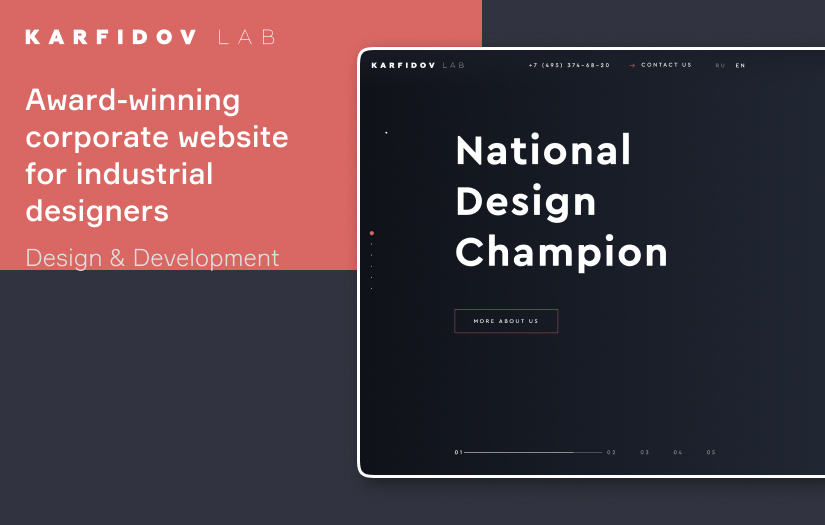 Corporate website for industrial designers screenshot 1