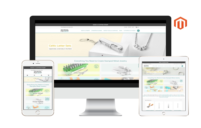 PJ Tools Jewelry - A Magento based E-commerce Website for customized metal tools and jewelry. screenshot 1