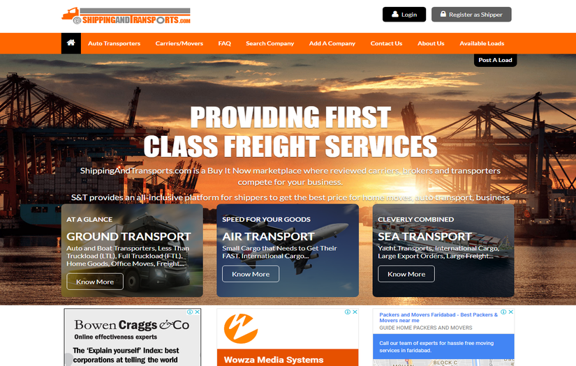 A Shipping and Transportation Website screenshot 1