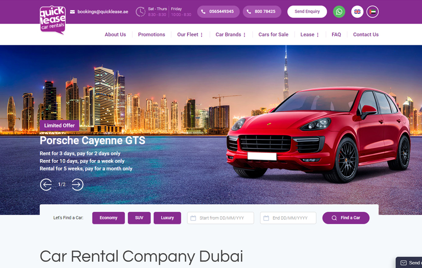 Web Design for Quick Lease Car Rental screenshot 1