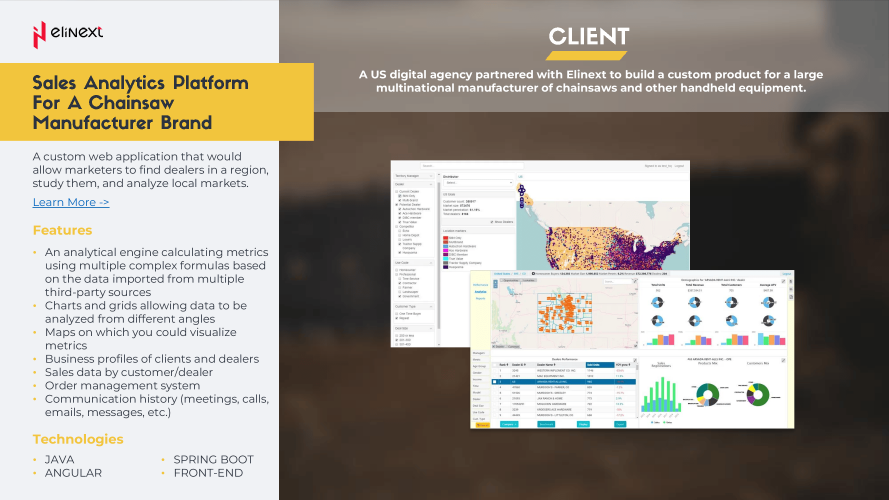 Sales Analytics Platform For A Chainsaw Manufacturer Brand screenshot 1