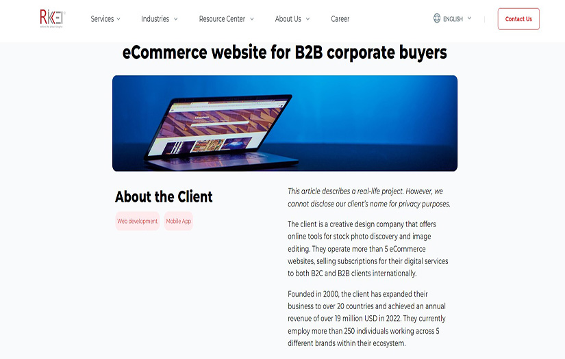 eCommerce website for B2B corporate buyers screenshot 1