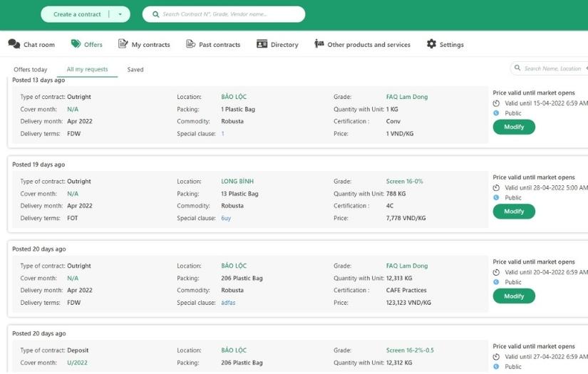 Custom Coffee Procurement Marketplace screenshot 1