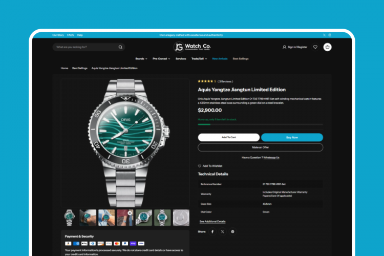 JG Watch CO. - Luxury Watch Store in Shopify screenshot 1