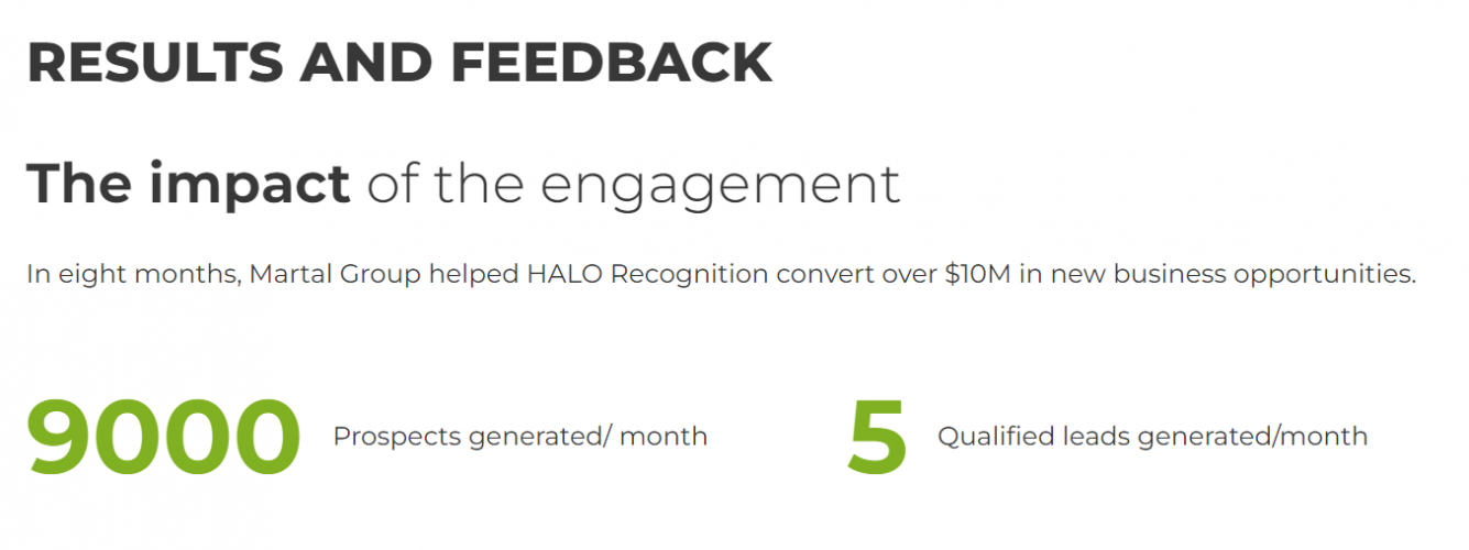 Generated $10M in New Business Opportunities in Eight Months screenshot 2