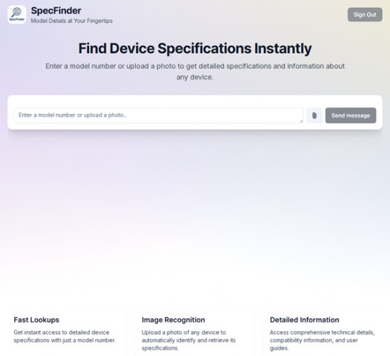 SpecFinder screenshot 2