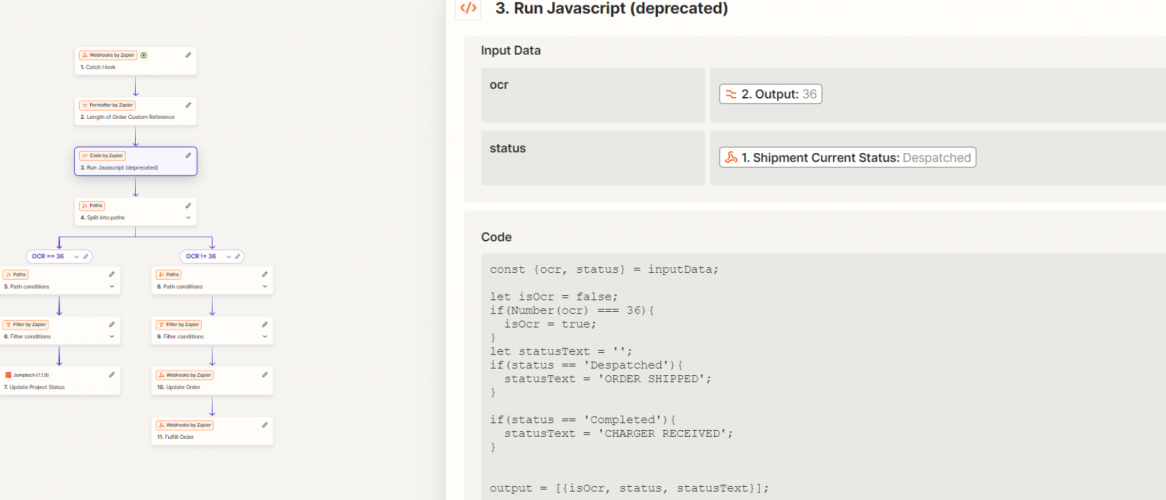 ⚡ Zapier Automation – Pack & Send with Jumptech & Webflow screenshot 1