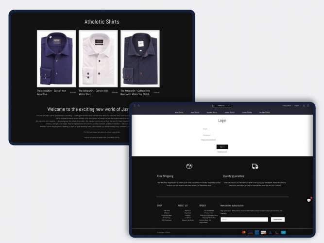 Premium Shopify eCommerce Development for Apparel Brand – Just White Shirts screenshot 1