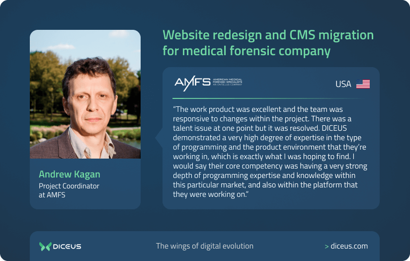 Website Redesign and CMS Migration for Medical Forensic Company screenshot 1