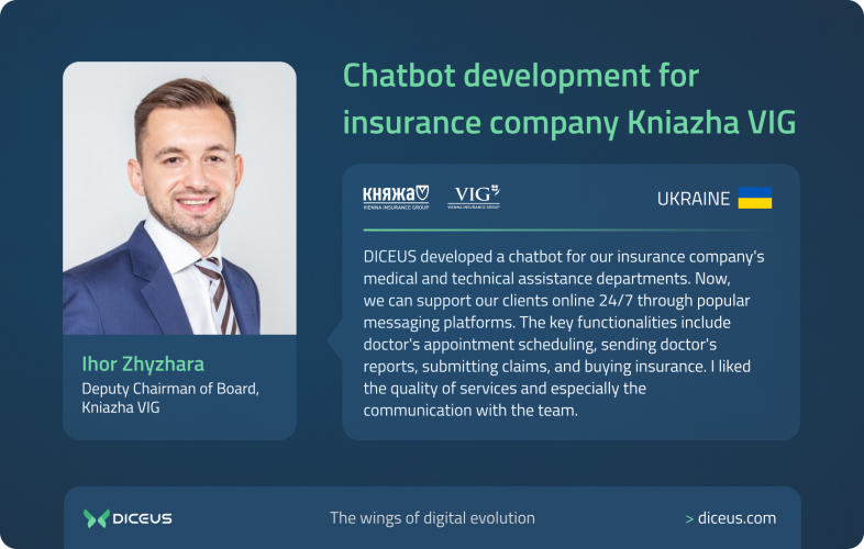 Chatbot development for insurance company Kniazha Vienna Insurance Group screenshot 1