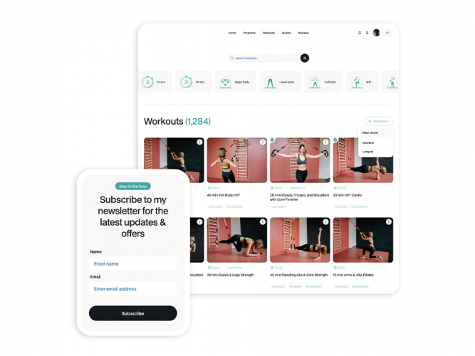 All-in-One Fitness App with Video, Subscriptions & Social Engagement screenshot 1