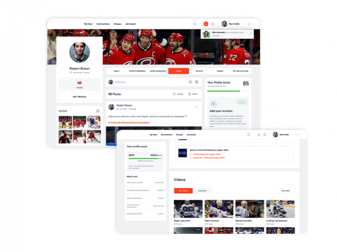 LinkedIn-like Social Network for Professional Sportsmen screenshot 1